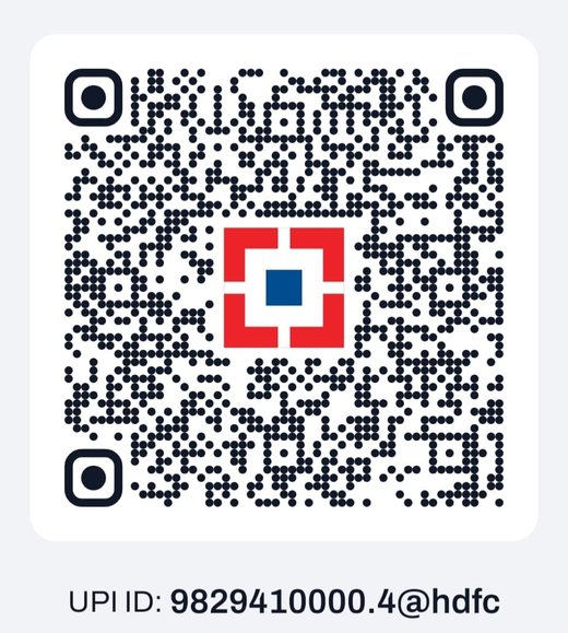 UPI QR code for the GLF HDFC bank account, UPI ID 9829410000.4@hdfc